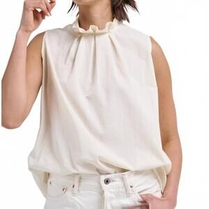 NEW CHIMALA sleeveless tuck collar blouse in cream